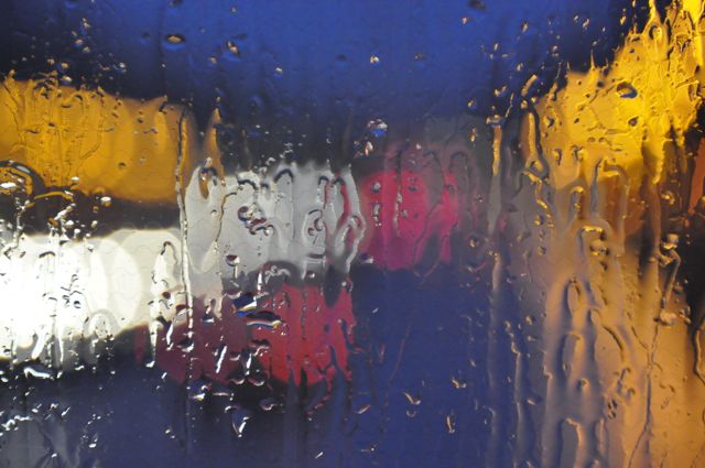 View from Berlin bus through rain