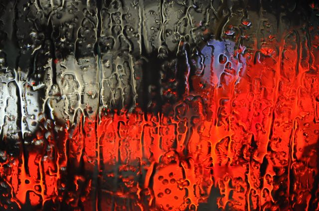 View from Berlin bus through rain