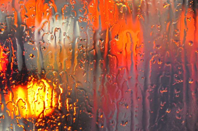View from Berlin bus through rain