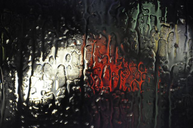 View from Berlin bus through rain